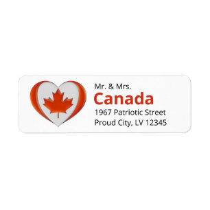 Canada Flag Heart Maple Leaf Freedom Patriotic Label