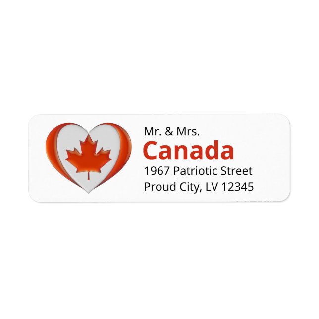Canada Flag Heart Maple Leaf Freedom Patriotic Label (Front)