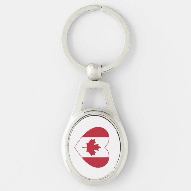 Canada Flag Heart Metal Keychain (Front)