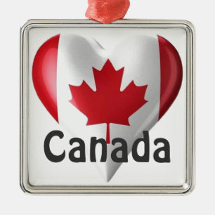 Canada Flag Heart Metal Ornament
