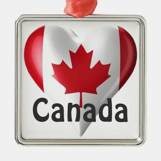 Canada Flag Heart Metal Ornament (Front)