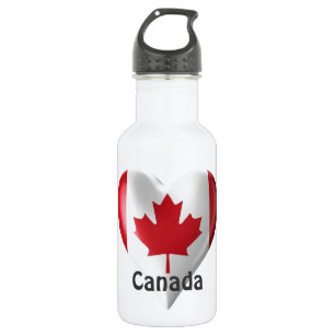 Canada Flag Heart Stainless Steel Water Bottle