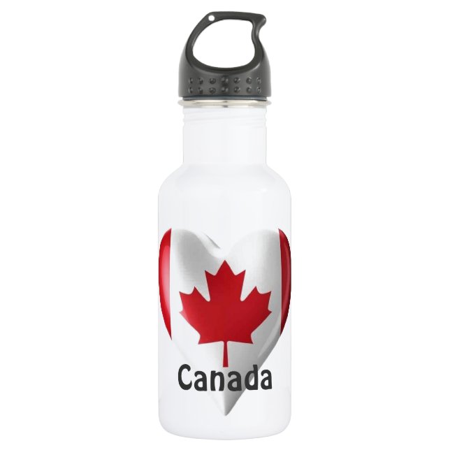 Canada Flag Heart Stainless Steel Water Bottle (Front)
