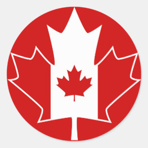 Canada Flag in Maple Leaf - Red Classic Round Sticker