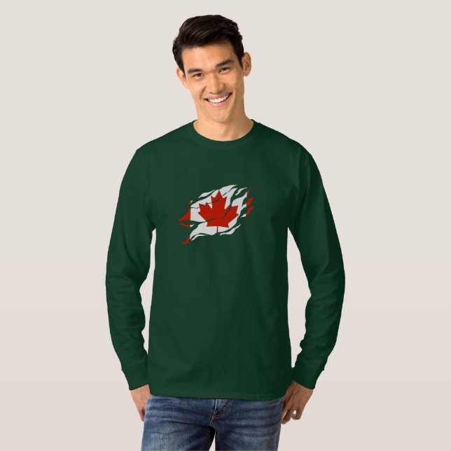 CANADA Flag Inside Me, Canadian inside Claw Mark T-Shirt (Front Full)