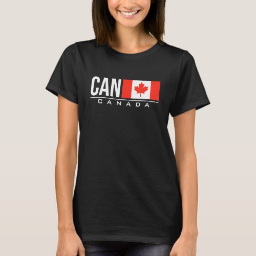 Canada Flag International Country Code Can Sports  T_Shirt