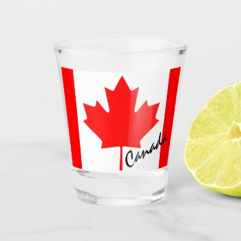 Canada Flag Keepsake Souvenir Canadian Maple Leaf Shot Glass by M_Sylvia_Chaume at Zazzle