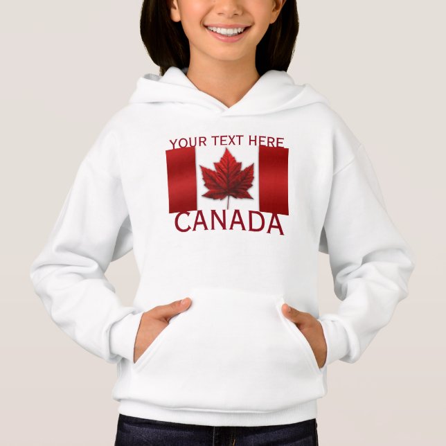 Canada Flag Kid's Hoodie Shirt Canada Souvenir Top (Front)