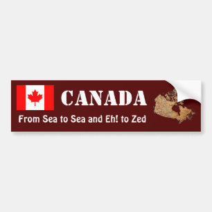 Canada Flag + Map Bumper Sticker