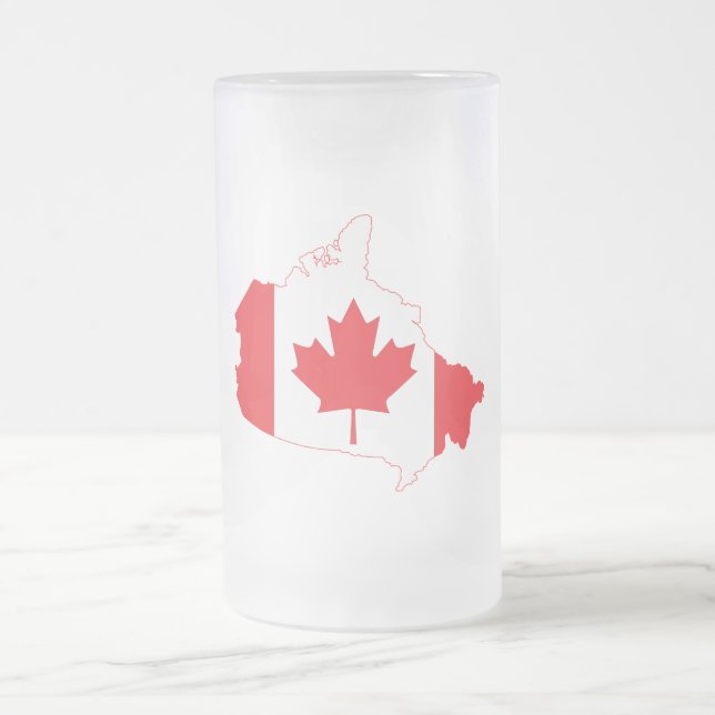 Canada Flag Map Frosted Glass Beer Mug (Center)