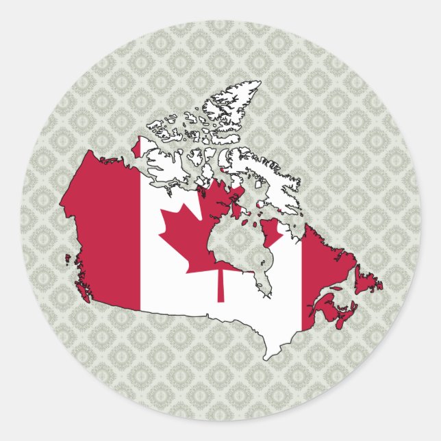 Canada Flag Map full size Classic Round Sticker (Front)