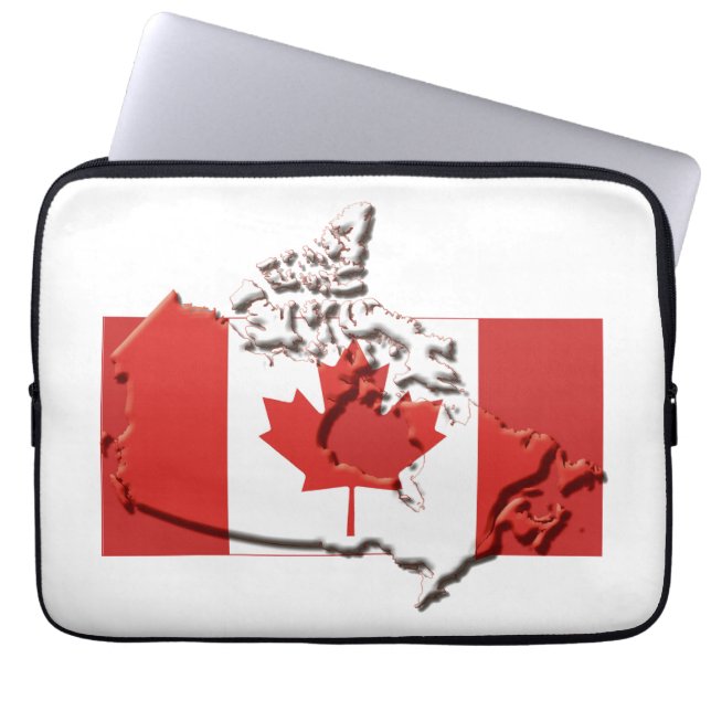 CANADA Flag Map Patriotic Computer White Laptop Sleeve (Front)