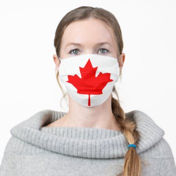 Canada Flag Maple Leaf Adult Cloth Face Mask by YLGraphics at Zazzle