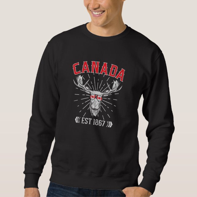 Canada Flag Maple Leaf Est 1867 Sunglasses Canada  Sweatshirt (Front)