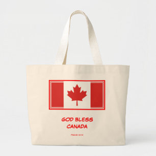 CANADA FLAG Maple Leaf God Bless Canadian Large Tote Bag
