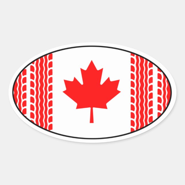 Canada Flag Maple Leaf Solidarity Canadian Trucker Oval Sticker (Front)