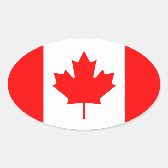 Canada Flag Oval Sticker (Front)