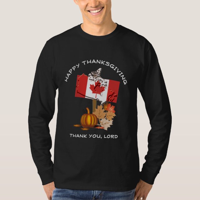 CANADA FLAG Pumpkin THANKSGIVING T-Shirt (Front)