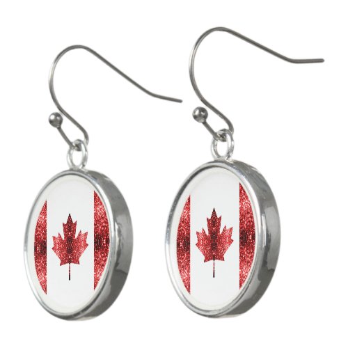 Canada flag red sparkles Drop Earrings