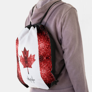 Drawstring Backpack Canadian Maple Leaf Rucksack