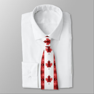 Canada flag red sparkles pattern tie