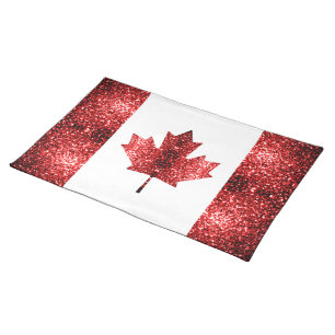 Canada flag red sparkles placemat