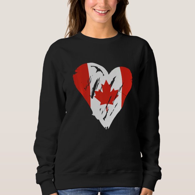 Canada Flag Retro Heart Canadian Maple Leaf Sweatshirt (Front)