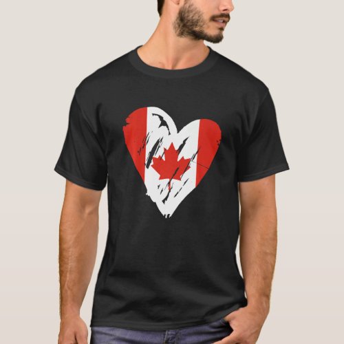 Canada Flag Retro Heart Canadian Maple Leaf T_Shirt