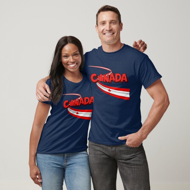 Canada Flag Ribbon Dynamic Graphic  T-Shirt (Unisex)
