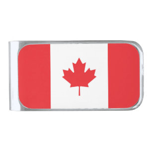 Canada flag silver finish money clip