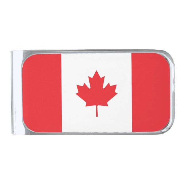 Canada flag silver finish money clip (Front)