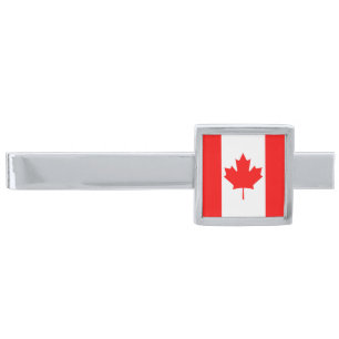 Canada Flag Silver Finish Tie Bar