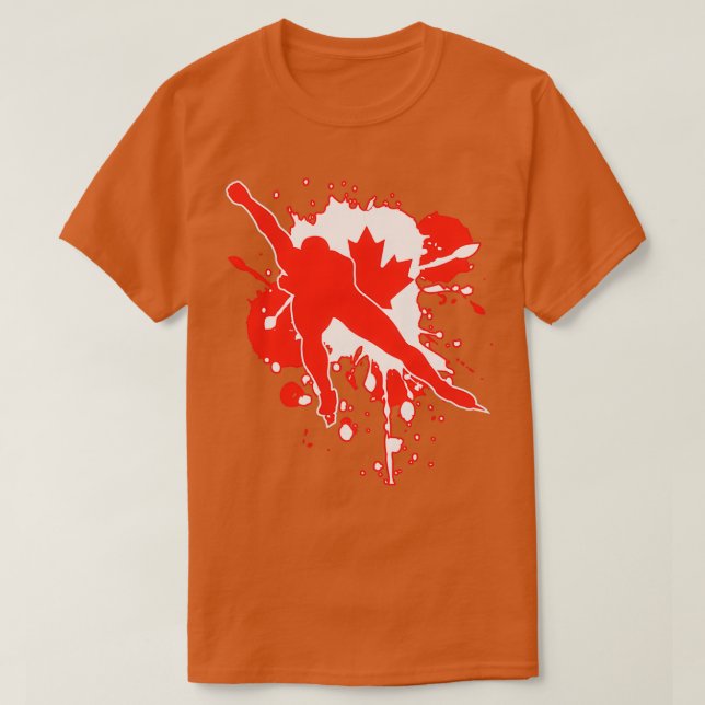 Canada Flag Skater Ice Skating T-Shirt (Design Front)