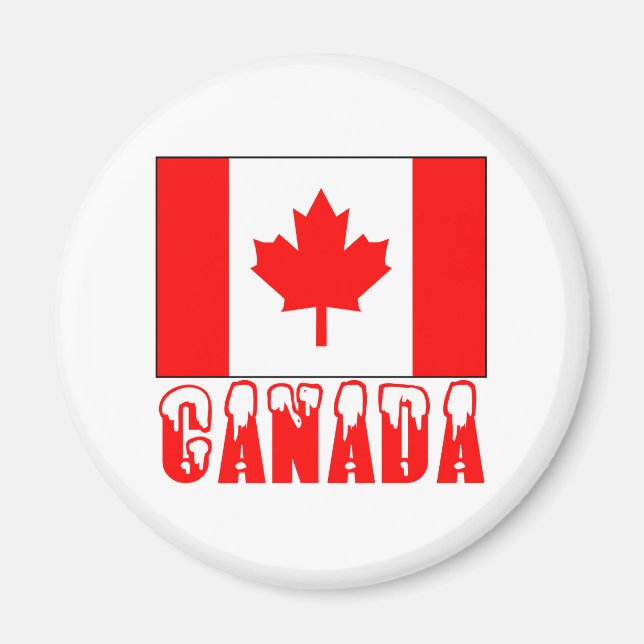 Canada Flag Snow Capped Word Magnet (Front)