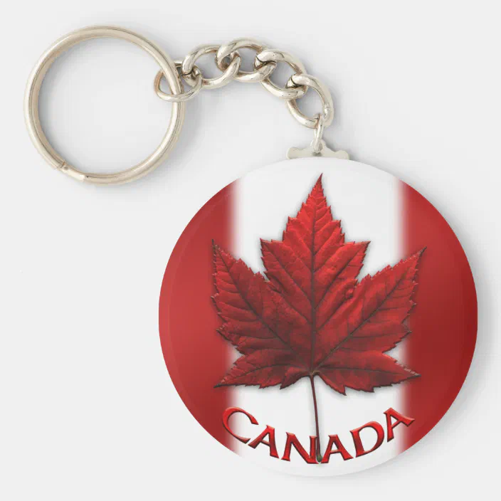 Gift Keychain Canada Maple Leaf Canadian Expat Country Flag 