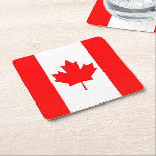 Canada Flag Square Paper Coaster