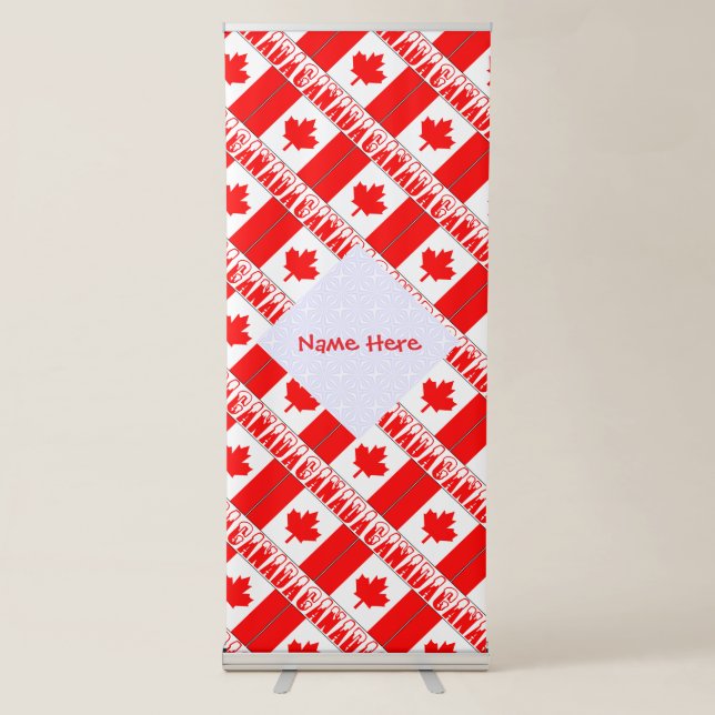 Canada Flag Tiled Personalized  Retractable Banner (Front)