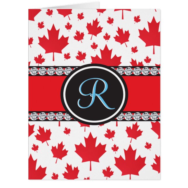 Canada Flag Unique Abstract Budget Monogram Cards (Front)