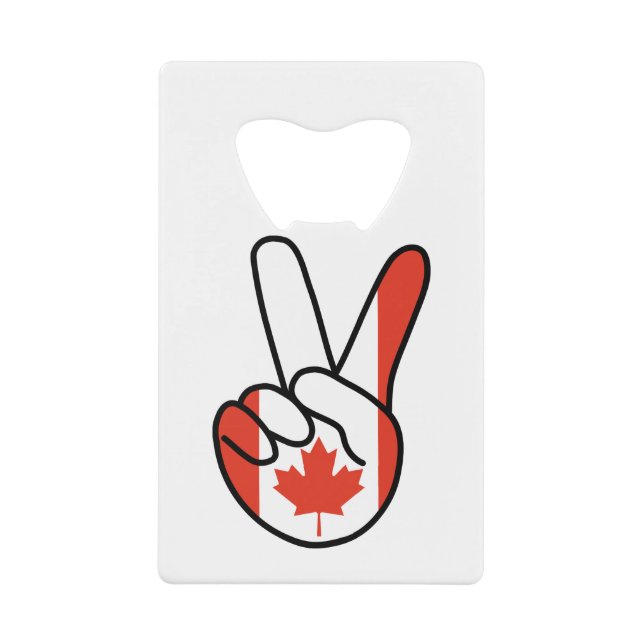 Canada Flag V Sign Credit Card Bottle Opener (Front)