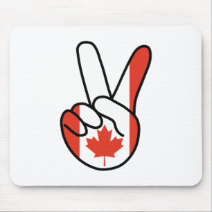 Canada Flag V Sign Mouse Pad