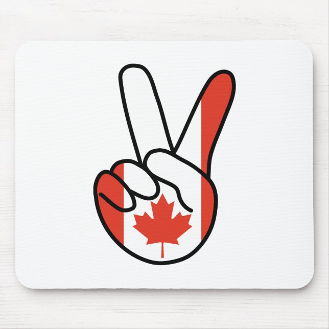 Canada Flag V Sign Mouse Pad (Front)