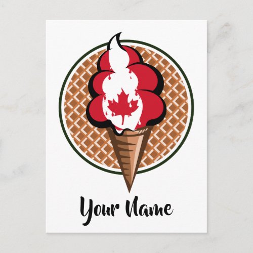 Canada flag vector ice cream maple leaf postcard