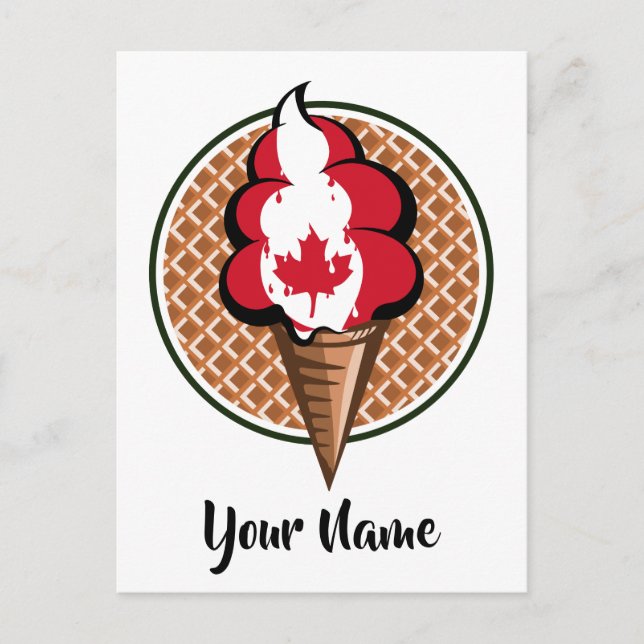 Canada flag vector ice cream maple leaf postcard (Front)