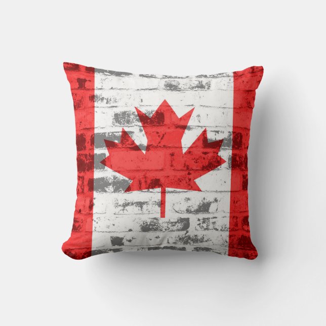 Canada Flag Vintage Throw Pillow (Front)