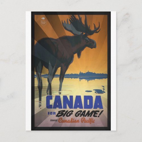 Canada for Big Game Vintage Travel Poster Postcard