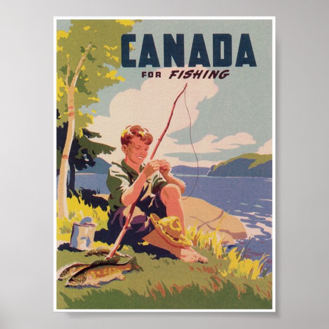 Canada For Fishing Vintage Travel Poster (Front)