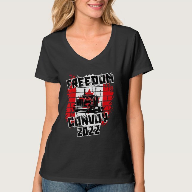 Canada Freedom Convoy 2022 Canadian Truckers Suppo T-Shirt (Front)