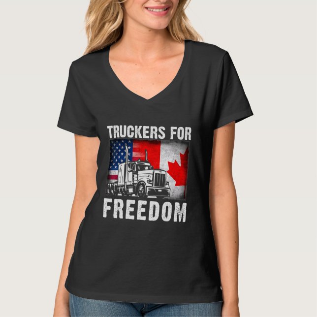 Canada Freedom Convoy 2022 Canadian Truckers Suppo T-Shirt (Front)