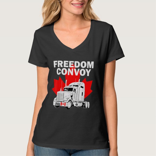 Canada Freedom Convoy 2022 Canadian Truckers Suppo T-Shirt (Front)