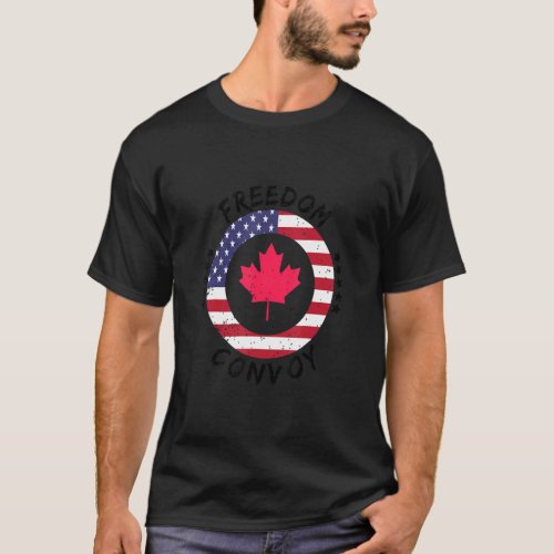 Canada Freedom Convoy Flag Us Canadian Truckers Su T_Shirt